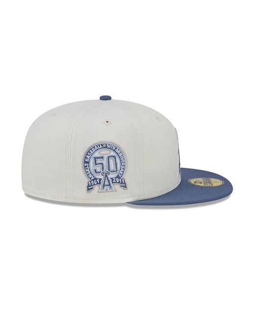 KTZ Blue La Angels Wavy Chainstitch 59fifty Fitted Cap for men