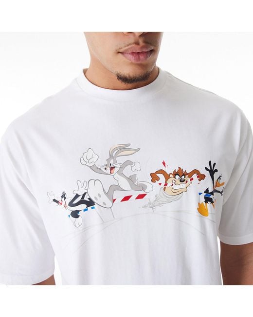 KTZ White Multi Character Team Looney Tunes Oversized T-shirt for men