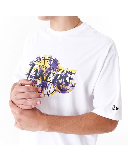 KTZ White La Lakers Nba Large Infill Oversized T-shirt for men