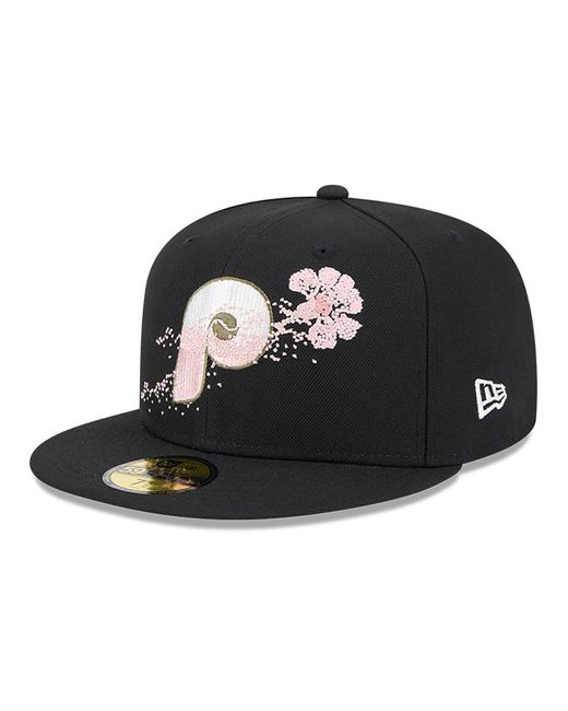 KTZ Black Philadelphia Phillies Dotted Floral 59fifty Fitted Cap for men