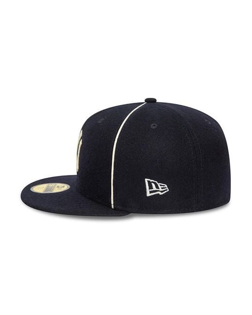 KTZ Black New York Yankees Team Piping Wool Navy 59fifty Fitted Cap for men