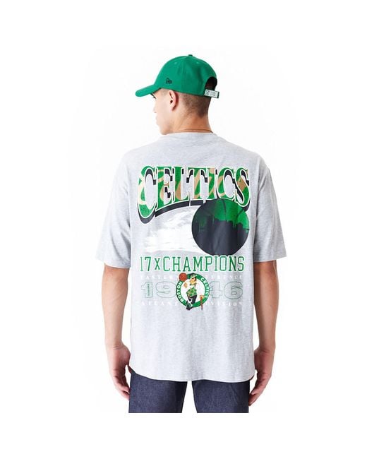 KTZ Blue Boston Celtics Nba Championship Oversized T-shirt for men