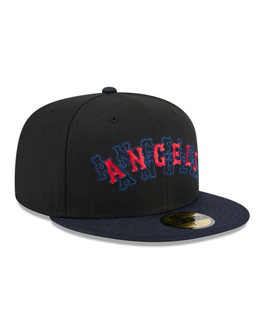 KTZ Black La Angels Shadow Stitch 59fifty Fitted Cap for men