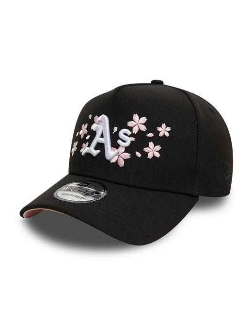 KTZ Black Oakland Athletics Cherry Blossom 9forty A-frame Adjustable Cap for men