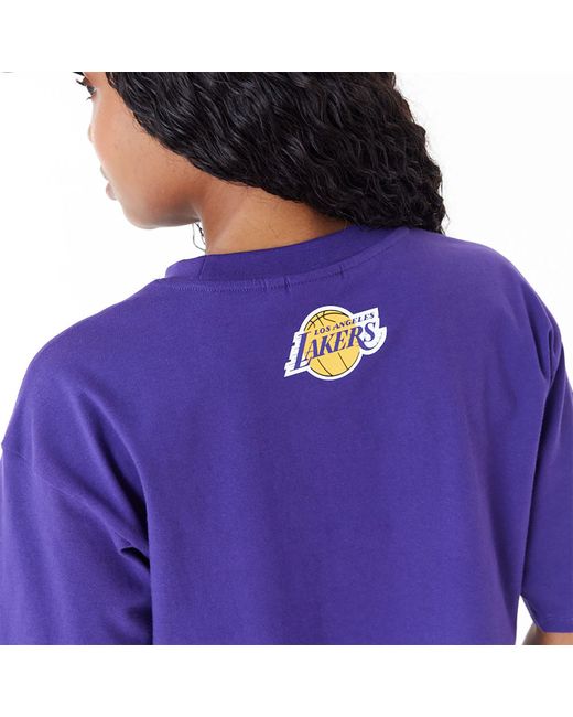 KTZ Purple La Lakers Womens Nba Team Wordmark Crop T-shirt for men