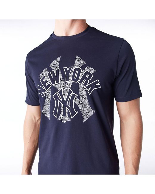 KTZ Blue New York Yankees Mlb Team Logo Graphic Navy T-shirt for men