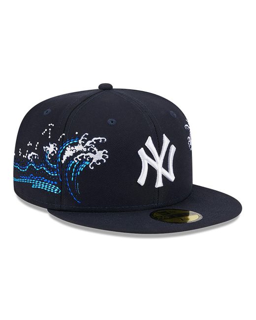 KTZ New York Yankees Tonal Wave Navy 59fifty Fitted Cap in Blue for Men |  Lyst UK