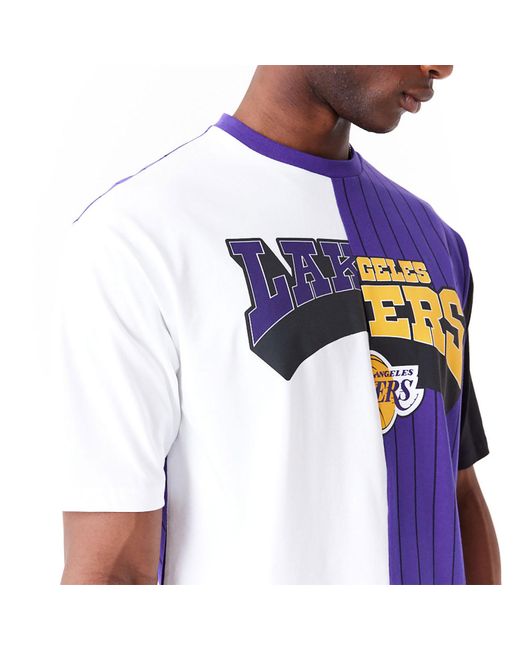 KTZ Purple La Lakers Nba Half Pinstripe Oversized T-shirt for men