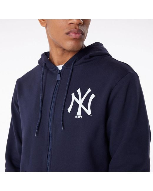 KTZ Blue New York Yankees Mlb Essential Navy Full Zip Hoodie for men