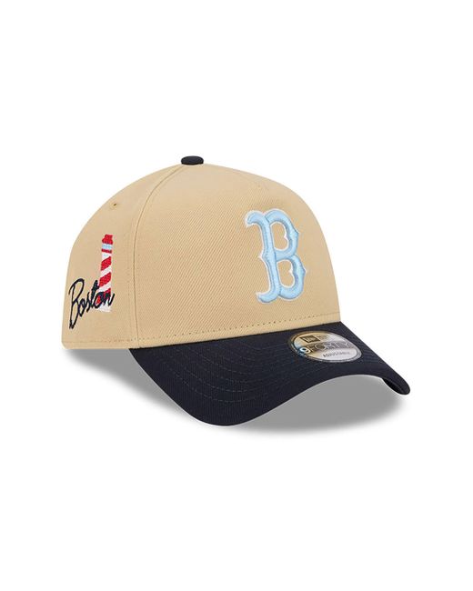 KTZ Blue Boston Red Sox City Sidepatch Light Beige 9forty A-frame Adjustable Cap for men