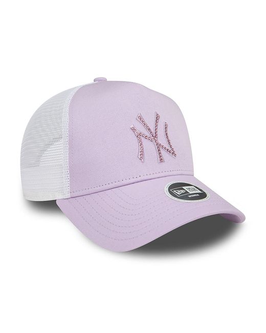 KTZ Purple New York Yankees Womens Mlb Rhinestone Lilac A-frame Trucker Cap for men