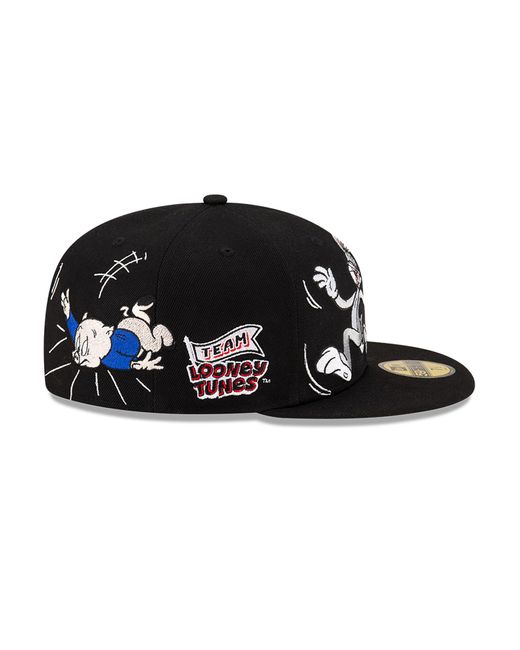 KTZ Black Multi Character Team Looney Tunes 59fifty Fitted Cap for men