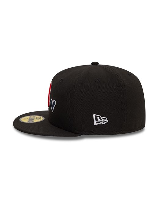 KTZ Black Boston Red Sox Mlb Team Heart 59fifty Fitted Cap for men