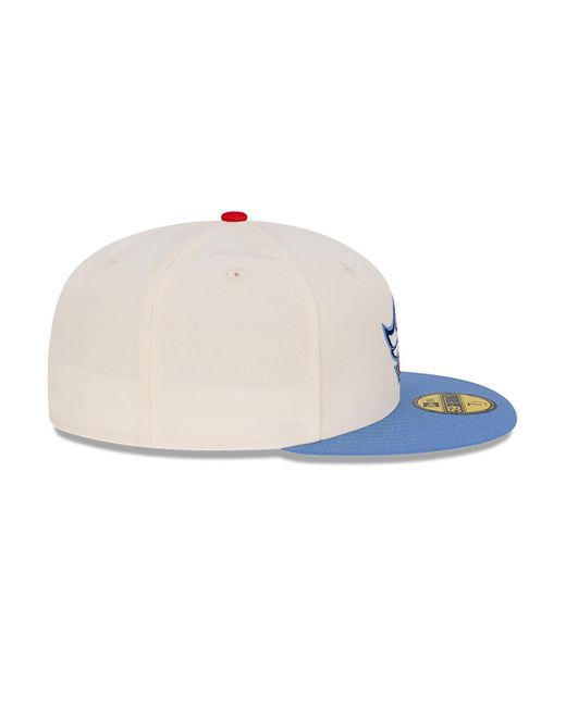 KTZ Blue La Angels Cooperstown Chrome 59fifty Fitted Cap for men
