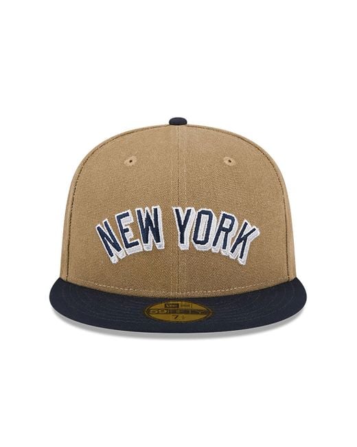 KTZ Brown New York Yankees Canvas Crown Beige 59fifty Fitted Cap for men