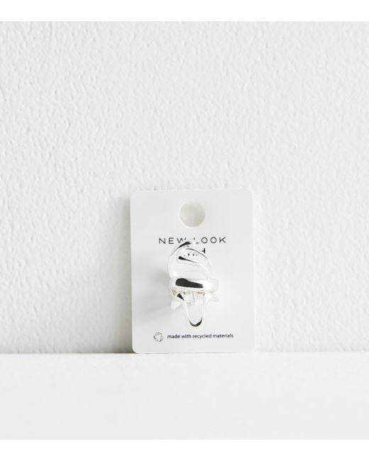 New Look White Tone Pack Of 3 Chunky Swirl Wrap Rings