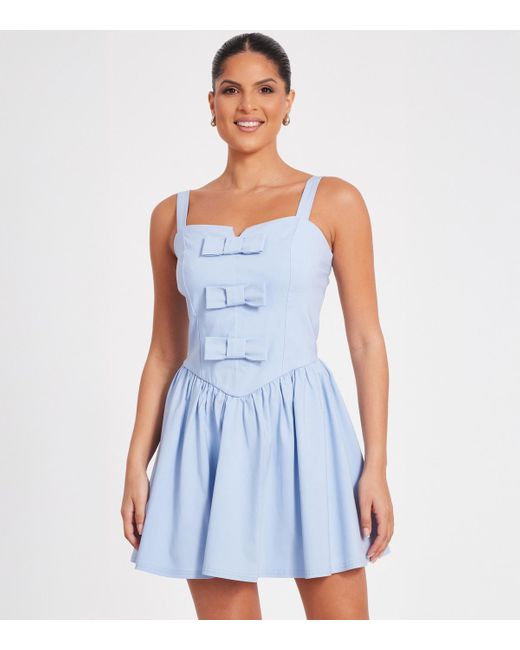 Quiz Blue Bow Front Mini Dress New Look