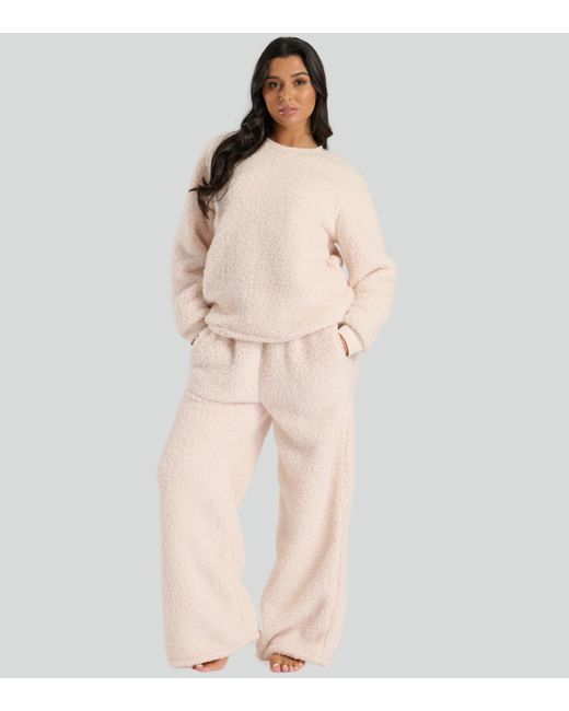 Loungeable Natural Borg Lounge Set New Look