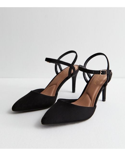 New Look Black Suedette Pointed Stiletto Heel Court Shoes