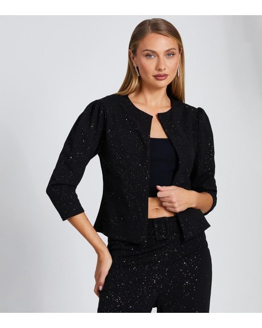 Quiz Glitter Crop Jacket New Look in Black Lyst UK