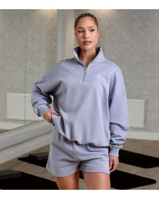 Gym King Blue Compose Quater Zip Sweatshirt New Look