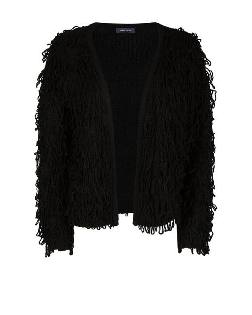 New Look Loop Knit Cardigan in Black 