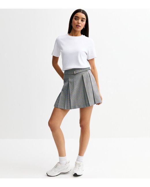 New Look Black Checked Plated Mini Skirt