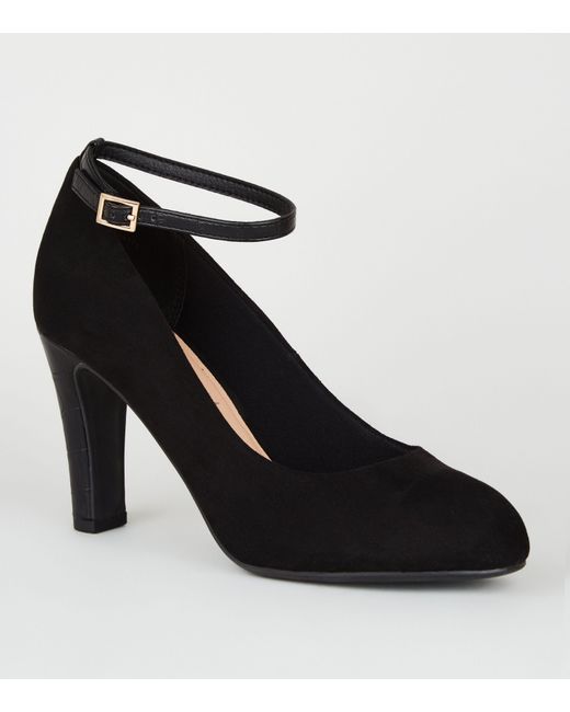 new look black court shoes