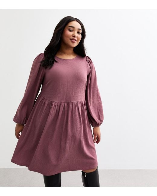 New Look Red Plus Size Crinkled Texture Mini Dress Curves