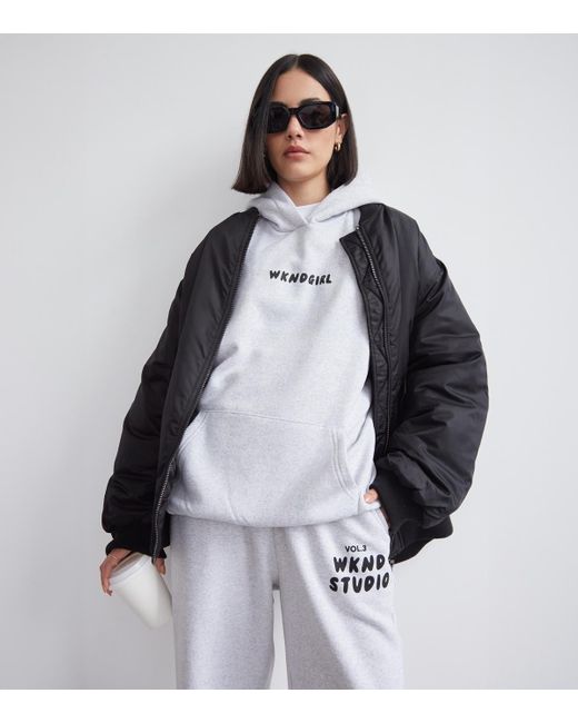 WKNDGIRL Blue Logo Print Hoodie New Look