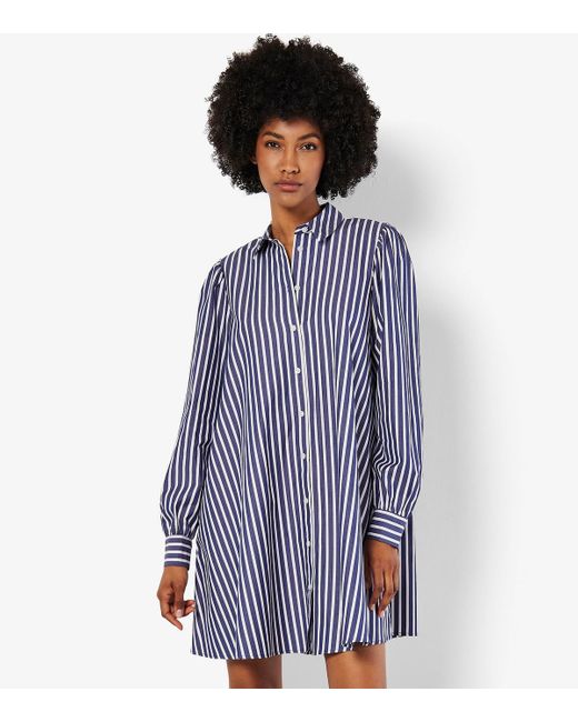 Apricot Blue Striped Mini Shirt Dress New Look