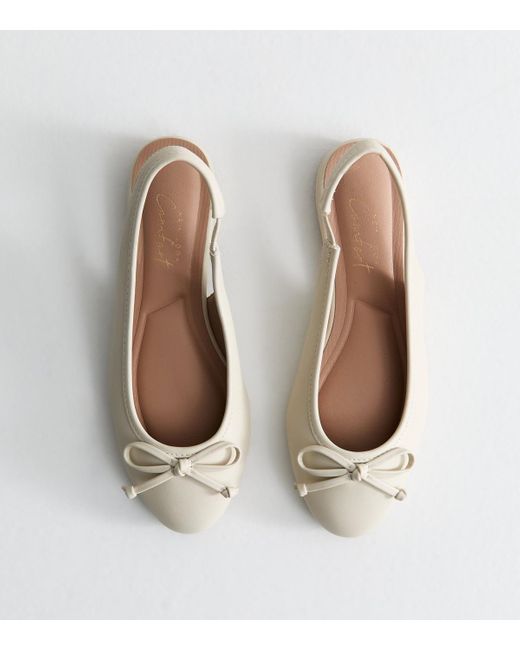 New Look White Faux Leather Slingback Flats Vegan