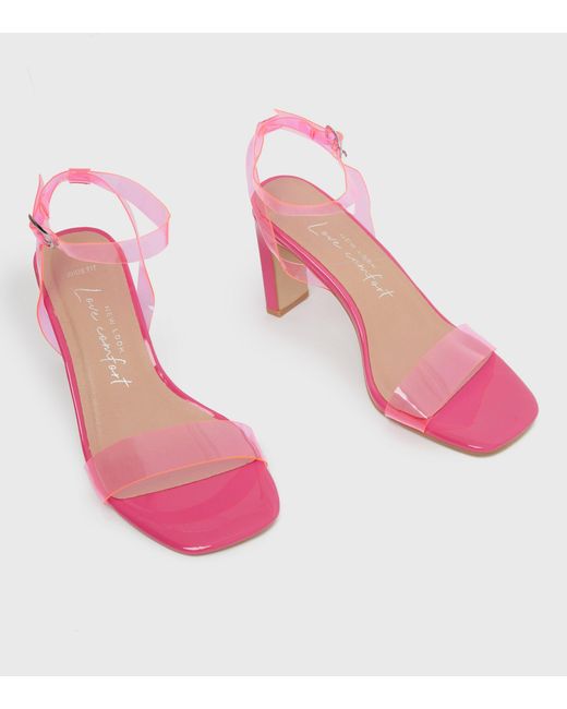 New Look Leather Wide Fit Clear Strap 2 Part Stiletto Heel Sandals