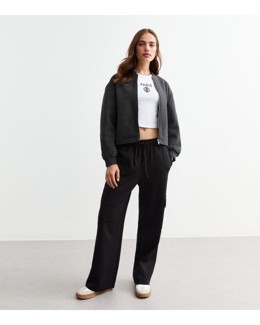 New Look Ponte Jersey Cargo Wide Leg Joggers in Black Lyst UK