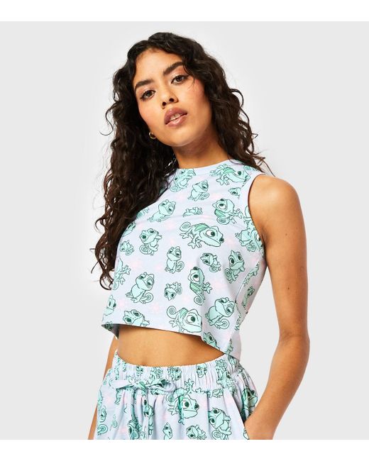 Skinnydip London Blue 'Multicoloured Cotton Disney Pascal Print Crop Top New Look