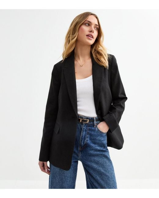 New Look Blue Linen Blend Blazer