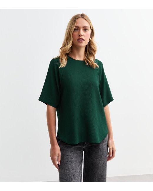 New Look Green Dark Raglan Sleeve Woven Top