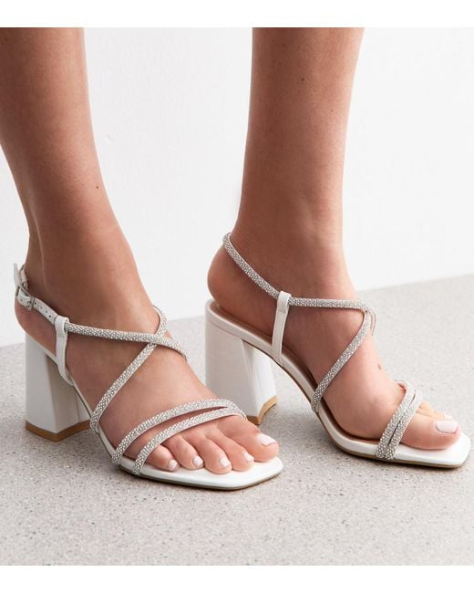 New Look Brown Wide Fit Diamante Embellished Block Heel Sandals Vegan
