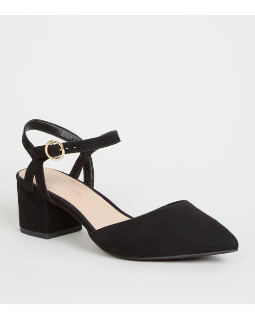 new look black court shoes