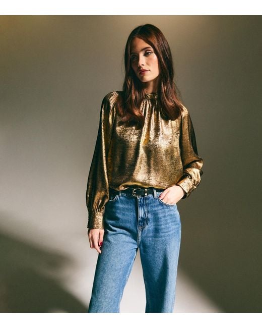 New Look Green Metallic Blouse