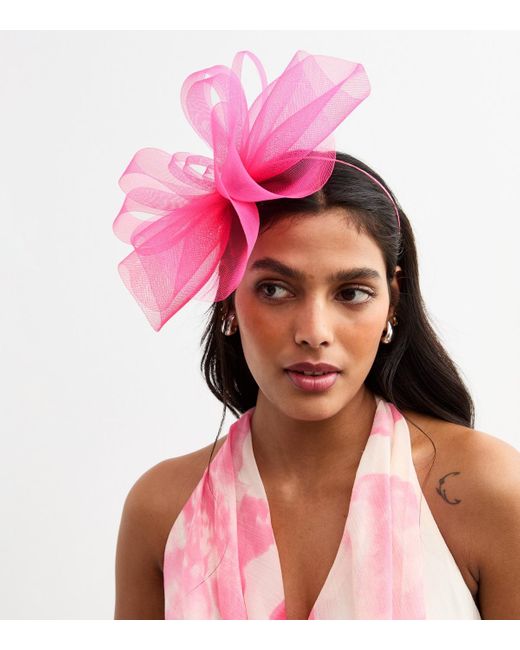 New Look Pink Mesh Flower Fascinator
