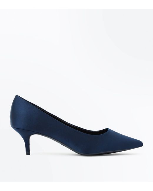 navy blue kitten heel shoes wide fit