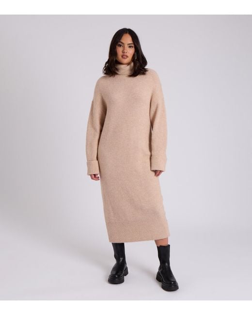 Urban Bliss Natural Roll Neck Midi Dress New Look