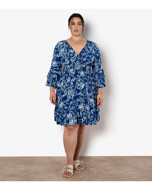 Apricot Blue Curve Floral Print Mini Dress New Look