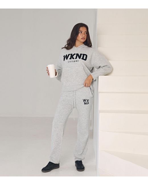 WKNDGIRL White Knit Logo Hoodie New Look