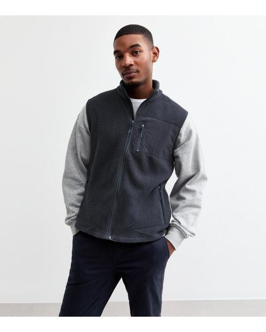 New Look Black Regular Fleece Gilet for men