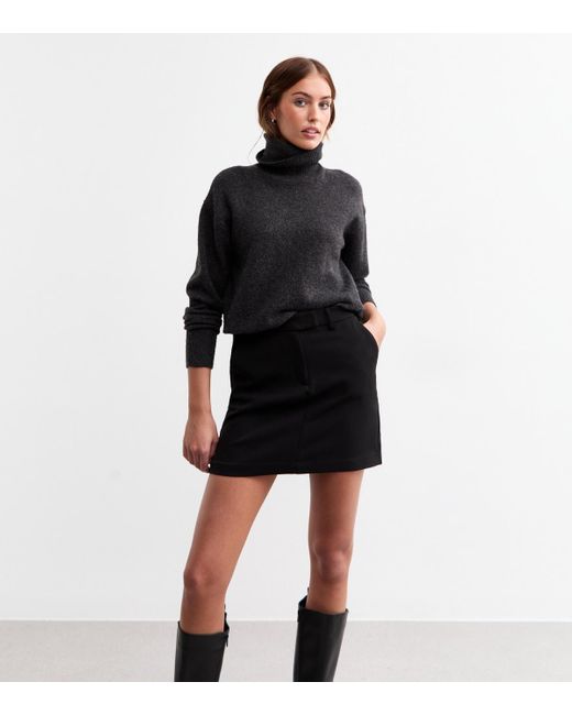 New Look Black Tall High Waisted A-Line Mini Skirt