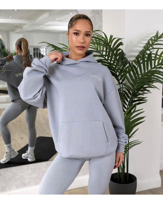 Gym King Gray Compose Relaxed Fit Hoodie New Look