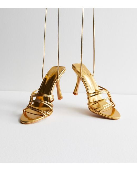 Public Desire Metallic Strappy Heeled Sandals New Look
