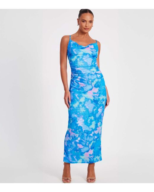 Quiz Blue Marble Print Maxi Dress New Look